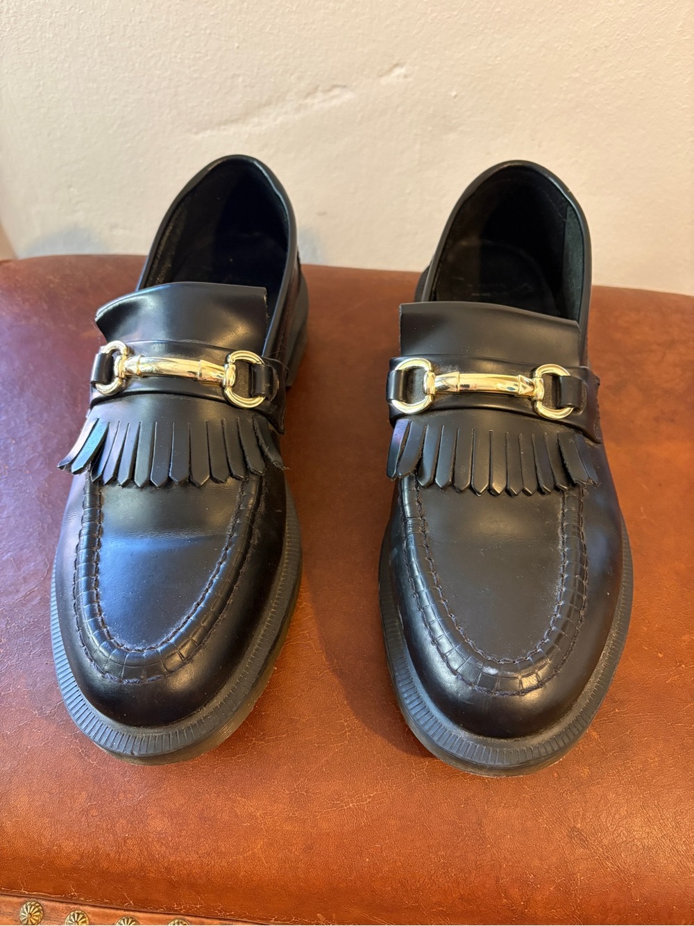 Doc Martens Adrian black Leather Tassel Loafers with horse-bit buckle Men’s US 8